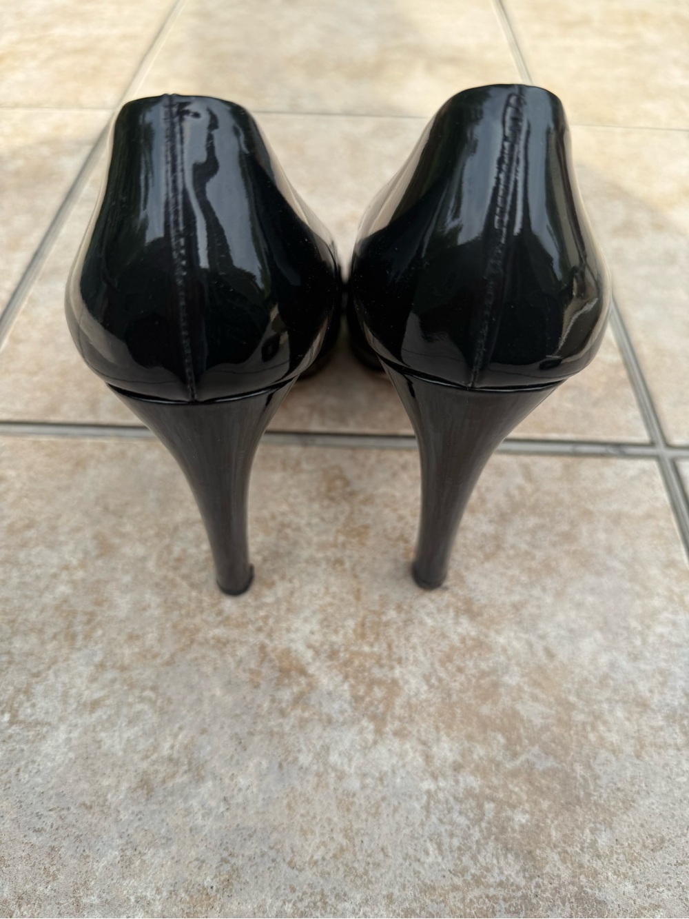 Miu Miu Black Patent Peep-Toe Stiletto Pumps - Picture 6 of 16